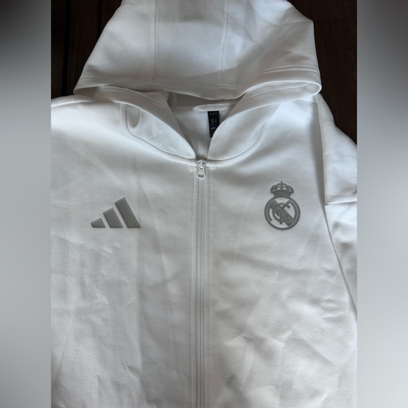 Adidas White Real Madrid Hoodie Unisex XXL - Picture 8 of 10